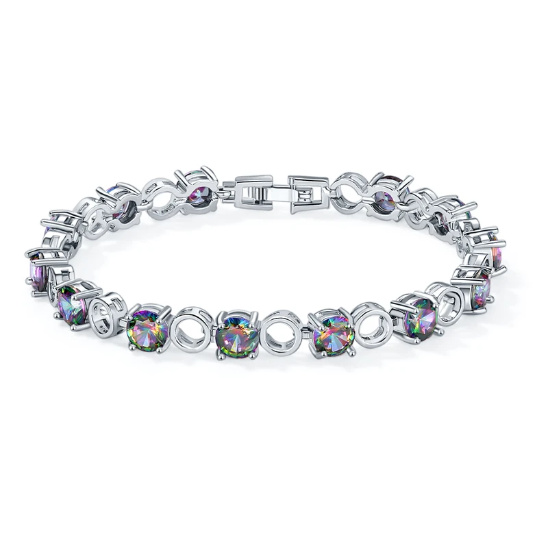 

CARSINEL 2017 Popular Charm Bracelets For Women Colorful Round Cubic zirconia Bracelets & Bangles Femme Jewelry Bracelet Br0193