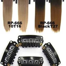 10 упак./лот парик защелкивающийся зажим для наращивания волос 28 мм черный Омбре RP666