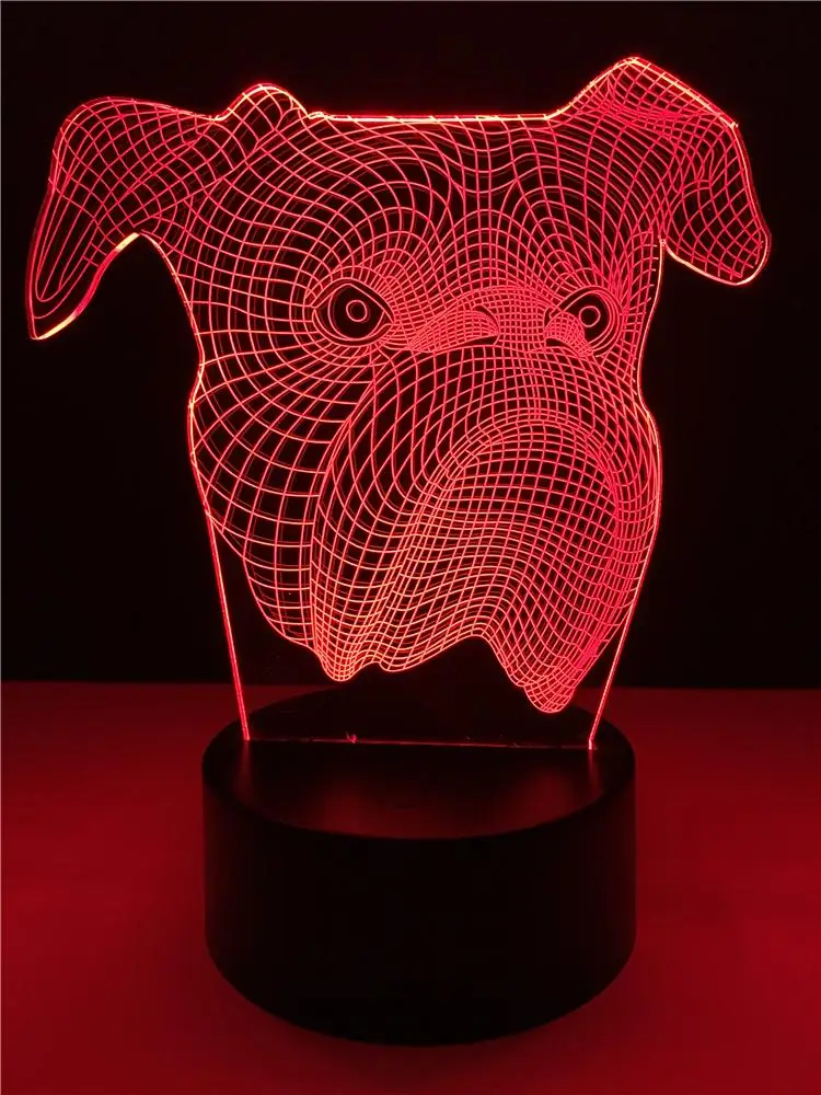Animal Cute Shar Pei Dog Head 3D Lamp Multicolor Lighting LED USB RGB Mood Night Light Christmas Gift Bedroom Decorative