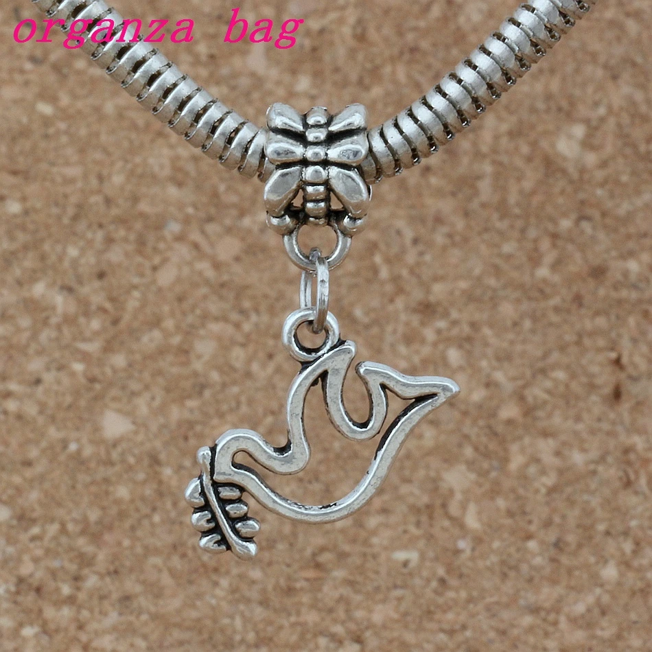 100Pcs Peace Dove Olives Charms Pendants 19x24mm Zinc Alloy Fashion Jewelry DIY Fit Bracelets Necklace Earrings A-259