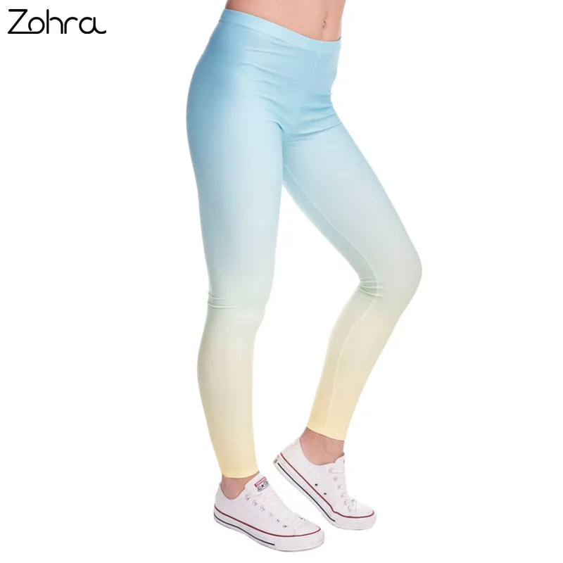 Zohra Hot sales Fashion Ombre Yellow Printed Women’s Slim fit Legging workout Trousers Casual Polyester Pants Leggings
