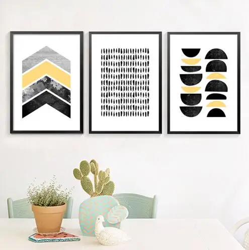 

3 Pieces unframed Geometric Shapes On Canvas Modular Picture Vintage Posters Prints On The Wall for the living room home decor
