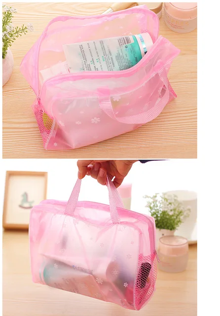 eTya 5 Colors Make Up Organizer Bag Toiletry Bathing Storage Bag women waterproof Transparent Floral PVC Travel cosmetic bag -