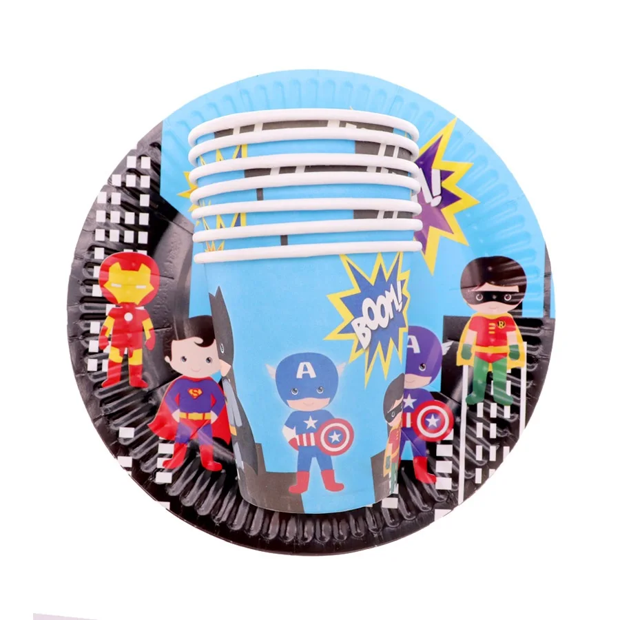 

disposable tableware paper plate carton batman birthday Christmas wedding Decor Kids Baby Shower Party Supplies