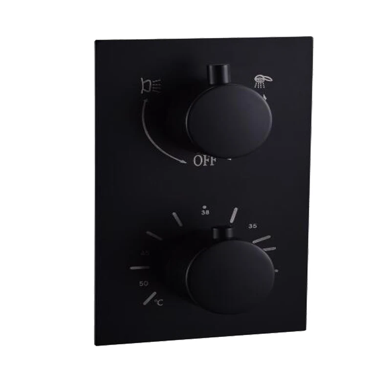Billige 38 ° konstante Temperatur Embedded Dark Laden Wand Bad Alle Kupfer Wasserhahn Dumm Schwarz Heiße Und Kalte Dusche Zimmer Dusche wasserhahn set