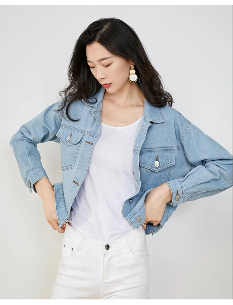 Basic Jeans Jacket Women Black Light blue Spring Autumn Woman Denim Womens Coat And Jackets Jean Slim Short Type Jacket Feminina (8)