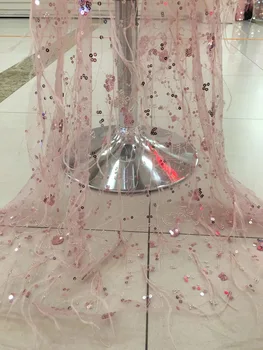 

Nigerian lace fabric glitter sequins African tulle lace fabric 2018 high quality African lace wedding dress dress RF2550