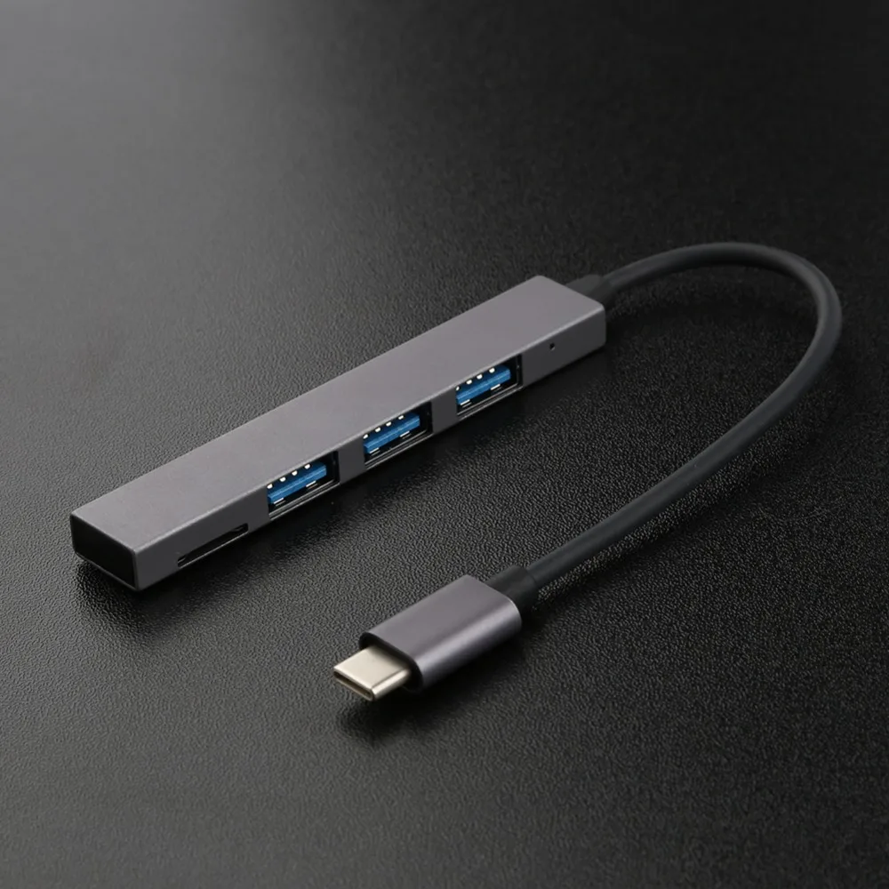 Type-C to 3 Port USB HUB Laptop OTG Adapter Accessories With w/TF Card Reader for Macbook Pro