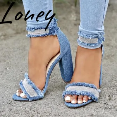 

Loney New Spring Summer Fringe Gladiator Women Sandals Sexy Open Toe Chunky Heel Women HIgh Heel Sandals Sheos Women