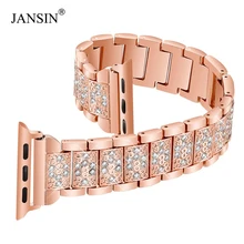 JANSIN женский бриллиантовый ремешок для часов Apple Watch 38 мм 42 мм 40 мм 44 мм браслет из нержавеющей стали ремешок для iWatch серии 5 4 3