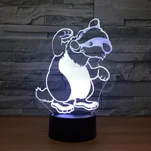 Милая 3D лампа с изображением медведя собаки, светодиодный светильник 7 цветов, сенсорный светодиодный 3D ночник для детей, лампа для сна, USB настольная лампа, Прямая поставка