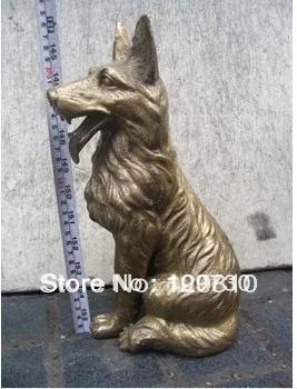 

00297 Chinese bronze nice German Shepherd Dog Statue