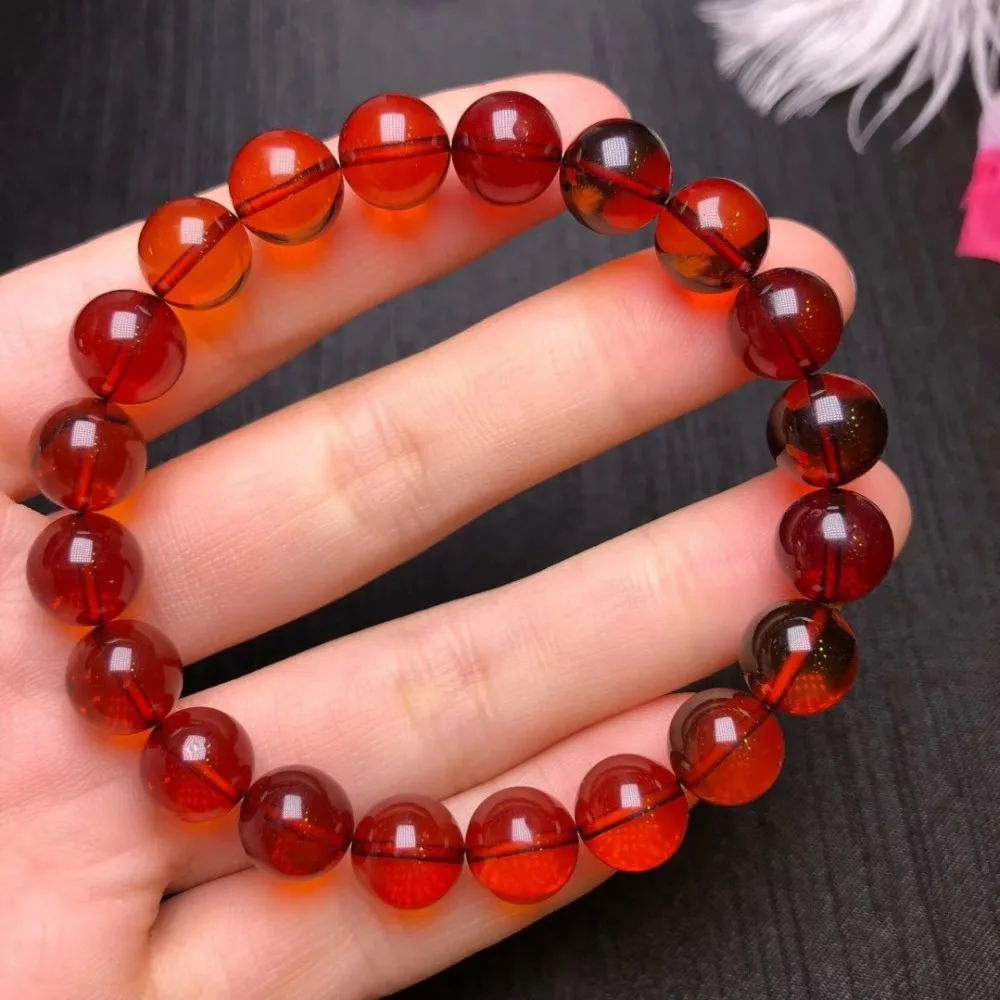 

Top Natural Blood Red Amber Bracelet Jewelry For Women Lady Man 10mm Round Beads Healing Reiki Stone Crystal Gift Gemstone AAAAA