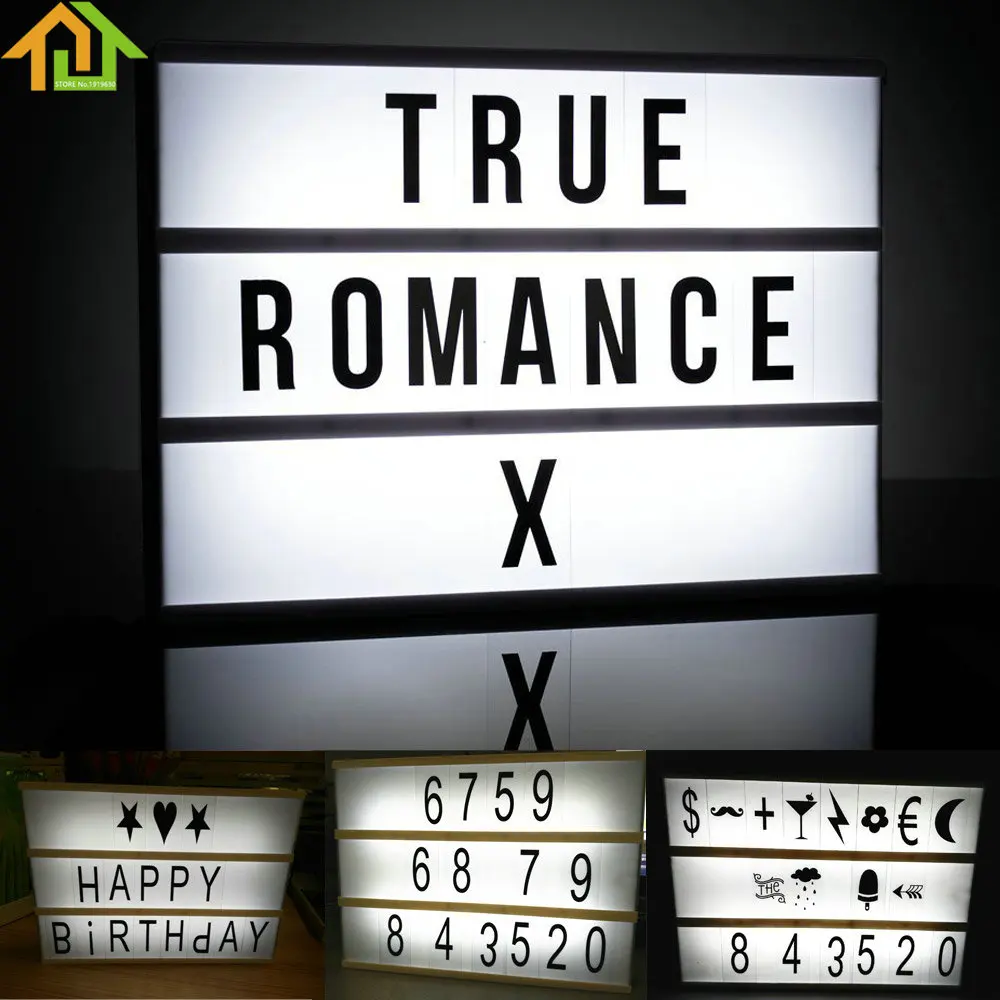 

3 Line A4 Size LED Cinema Light Box Energized Mode Cinematic Lightbox Letter + Number Combination Puzzle Light
