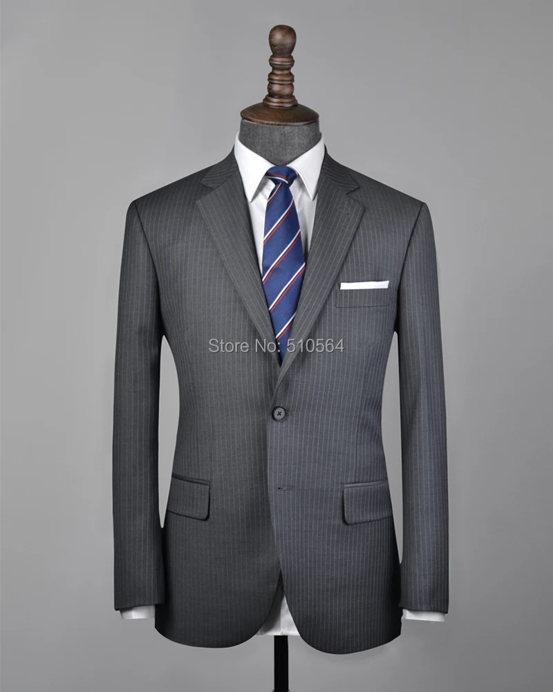 

Free shipping Custom Made brand hight quality 160's worsted Classic Grey Pinstripe Suit business Suit (Jacket+ Pant)
