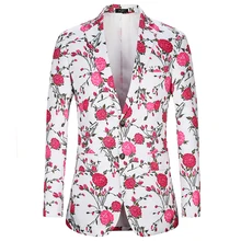 Toturn Casual Floral Men's Blazer 2017 New Year Fashion Jackets Men Blazer Men Christmas Male Blazers Euro Size Men's Costume