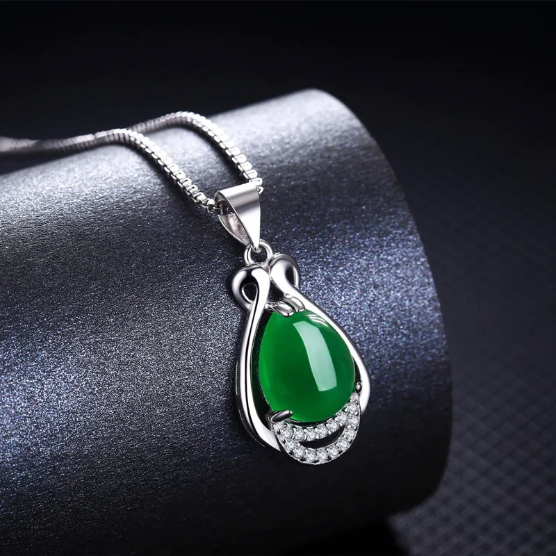 RUOYE Ретро красный, зеленый камень кулон из родия для женщин Высокое качество Кристалл инкрустация кулон ожерелье ювелирные изделия