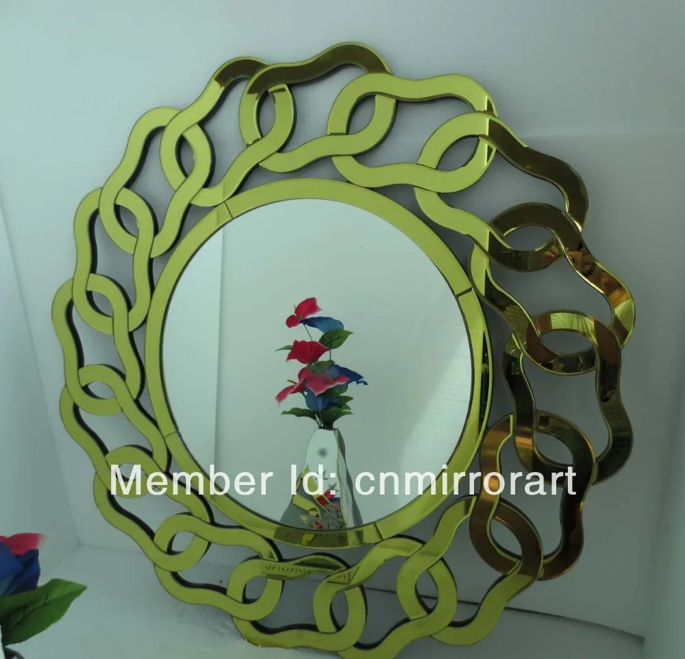 MR 201387 gold beveled round wall mirror decorative made in Chinain