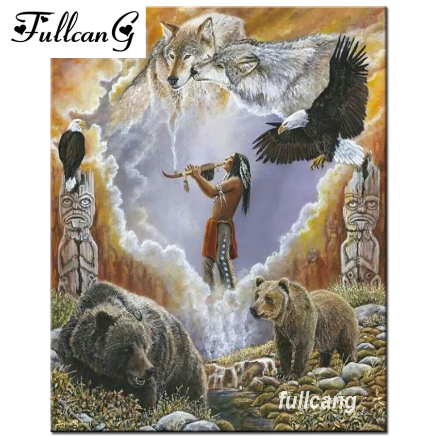 

FULLCANG Full Square Diamond Embroidery Animals Diy Diamond Painting Cross Stitch Kits 5D Mosaic Diamond F982