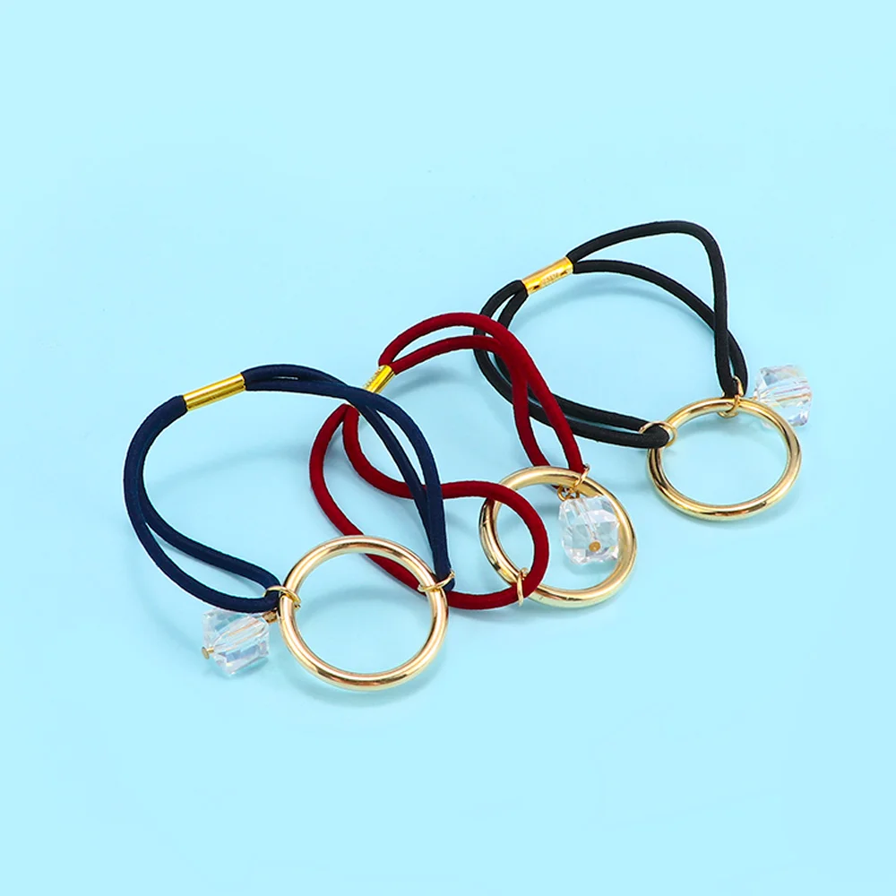 

New Fashion Women Hair Accessories Headwear Round Circle Crystal for Hair Girls Ornament Headbands Elastic Hair Bands