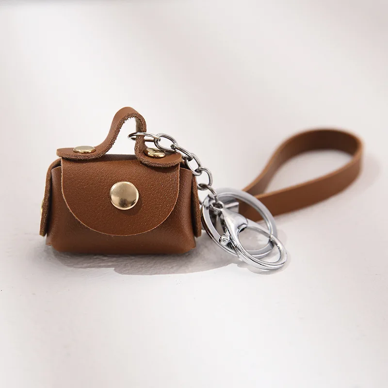 Модный женский мини-кошелек для монет, наушники из искусственной кожи, держатель для ключей, карманный маленький кошелек, деньги сумочки, многофункциональное кольцо для ключей - Цвет: Brown