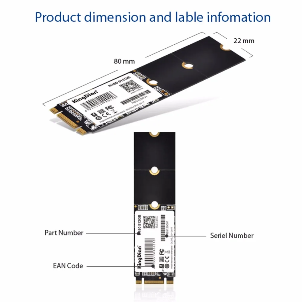 KingDian ssd m2 2280 мм 512 ГБ Внутренний твердотельный диск жесткий диск с 3 года гарантии для компьютера ноутбука(N480 512 ГБ