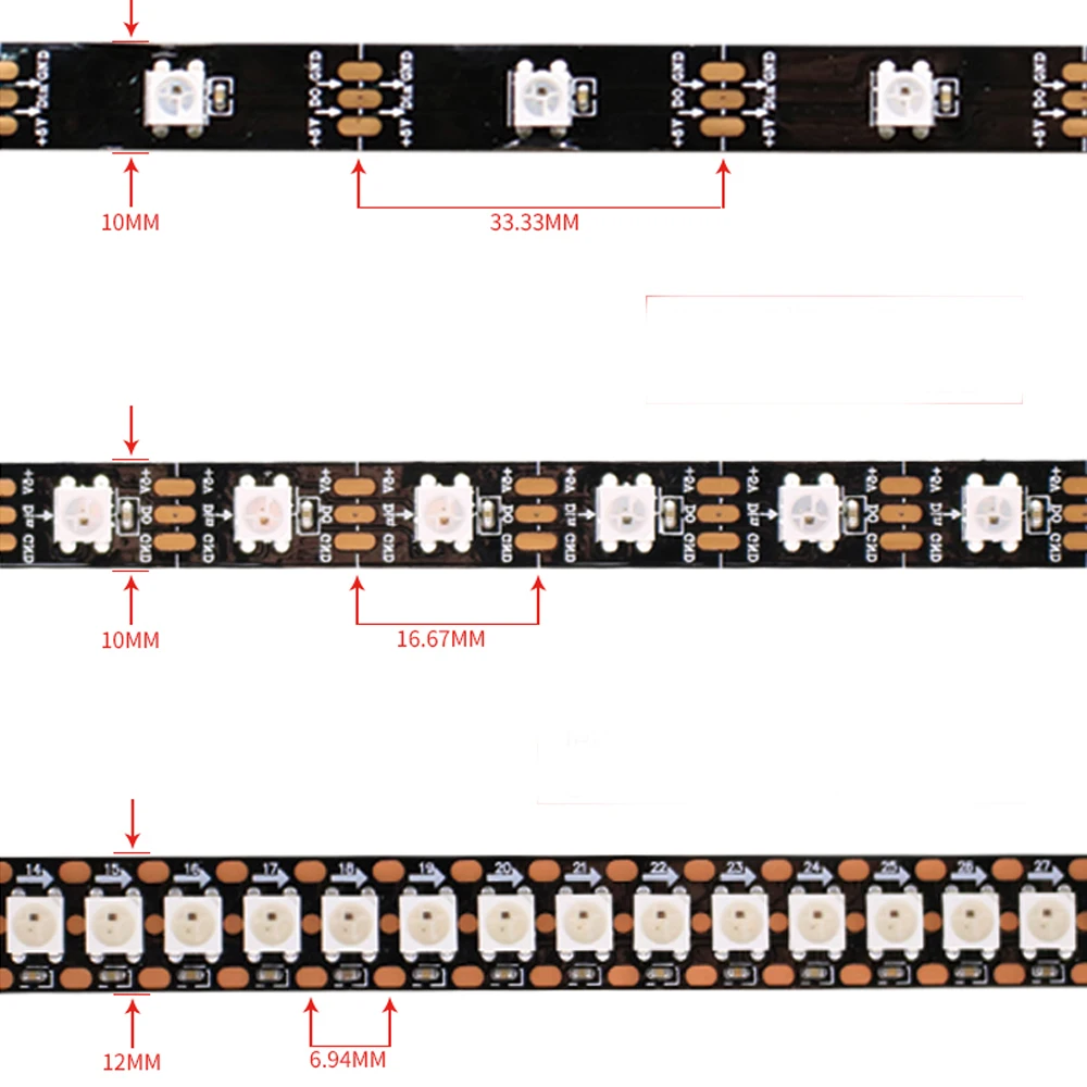 1 м/4 м/5 м полная Цвет WS2812B 30/60/144 пикселей светодиодов/m Smart led пикселей в полоску черный/белый печатных плат WS2812 IC Smart pixel Лента 5 V