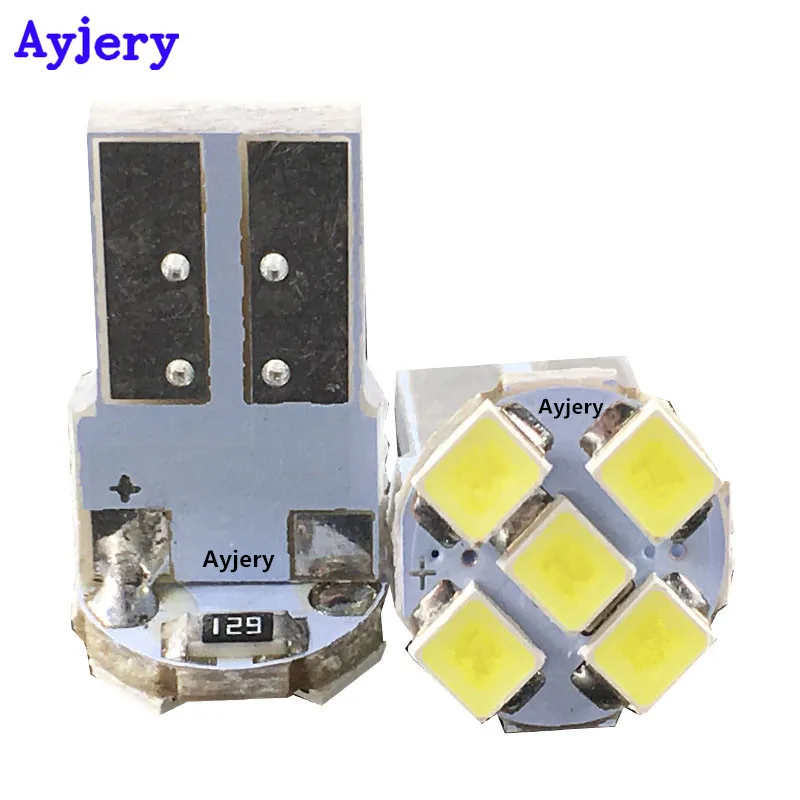 

AYJERY 100pcs Super White T10 PCB 1210 3528 5 SMD Interior Light 5 LED PCB Corner Width Lamps 12V Marker Lamp Reading Light