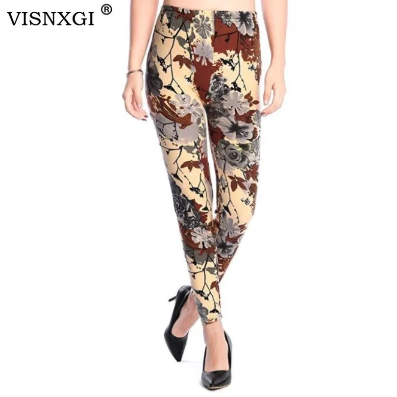 

New 2015 spring national Ethnic style Retro graffiti paintings Printing flowers trousers printed High elasticity leggings