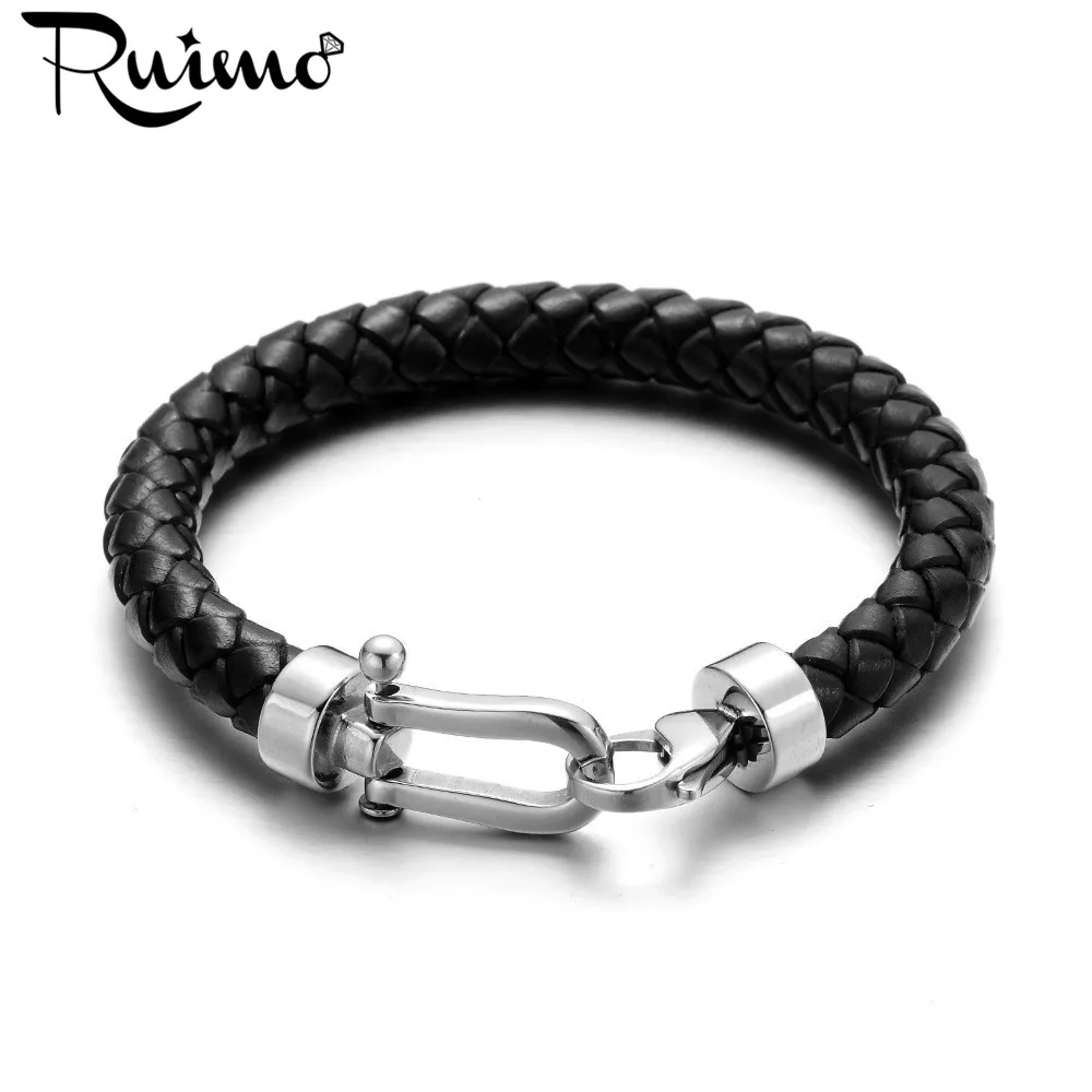 Мужской кожаный браслет из нержавеющей стали 316l|fashion men bracelet|men braceletmen bracelet fashion |