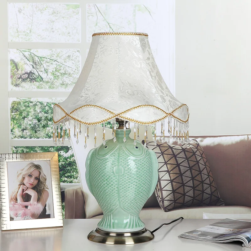 China Antique Living Room Vintage Table Lamp Porcelain Ceramic Table Lamp wedding decoration colorful table lamp (1)