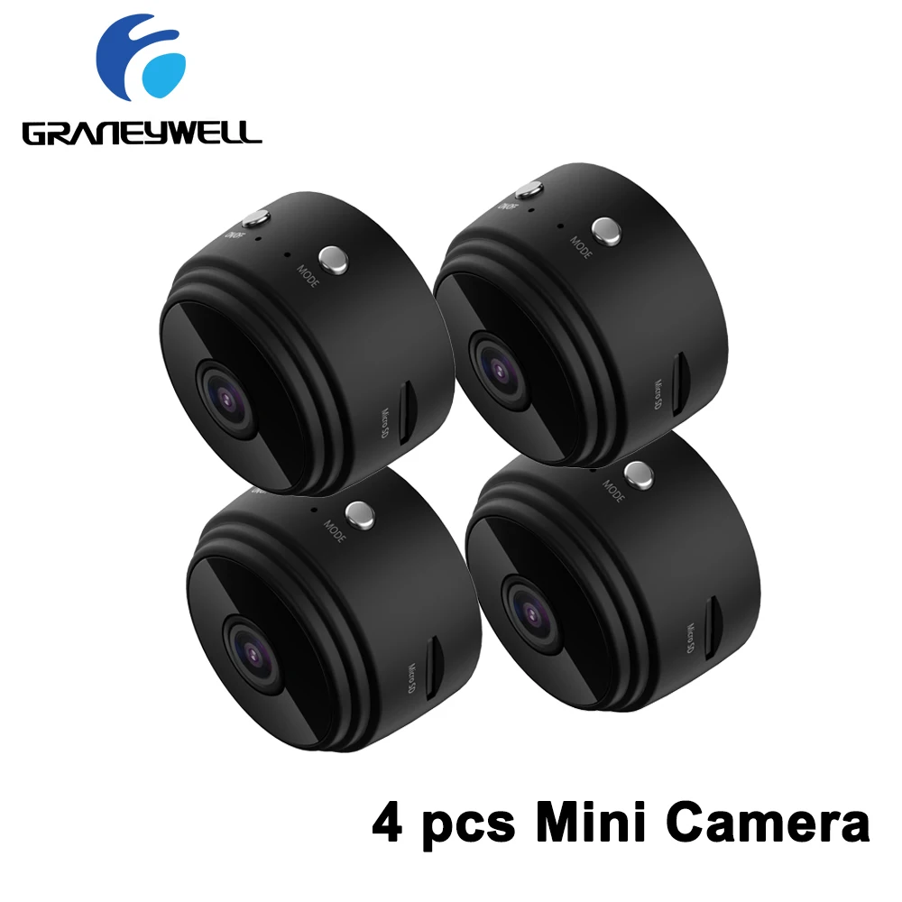 

4 PCS/LOT Mini Camera WiFi HD 1080P Camera Indoor Security Camera Built-in Battery Easy to Install for iPhone Android PC iPad