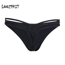 Loozykit, женское бикини, плавки, купальник, одноцветные трусы, с перекрестными ремешками, пляжные шорты, плавки, сексуальные, летние, для пляжа размера плюс