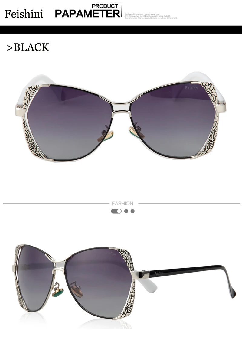FEISHINI брендовые дизайнерские модные очки градиентные Винтажные Солнцезащитные очки поляризованные женские кошачий глаз розовые зеркальные классические с металлическим узором