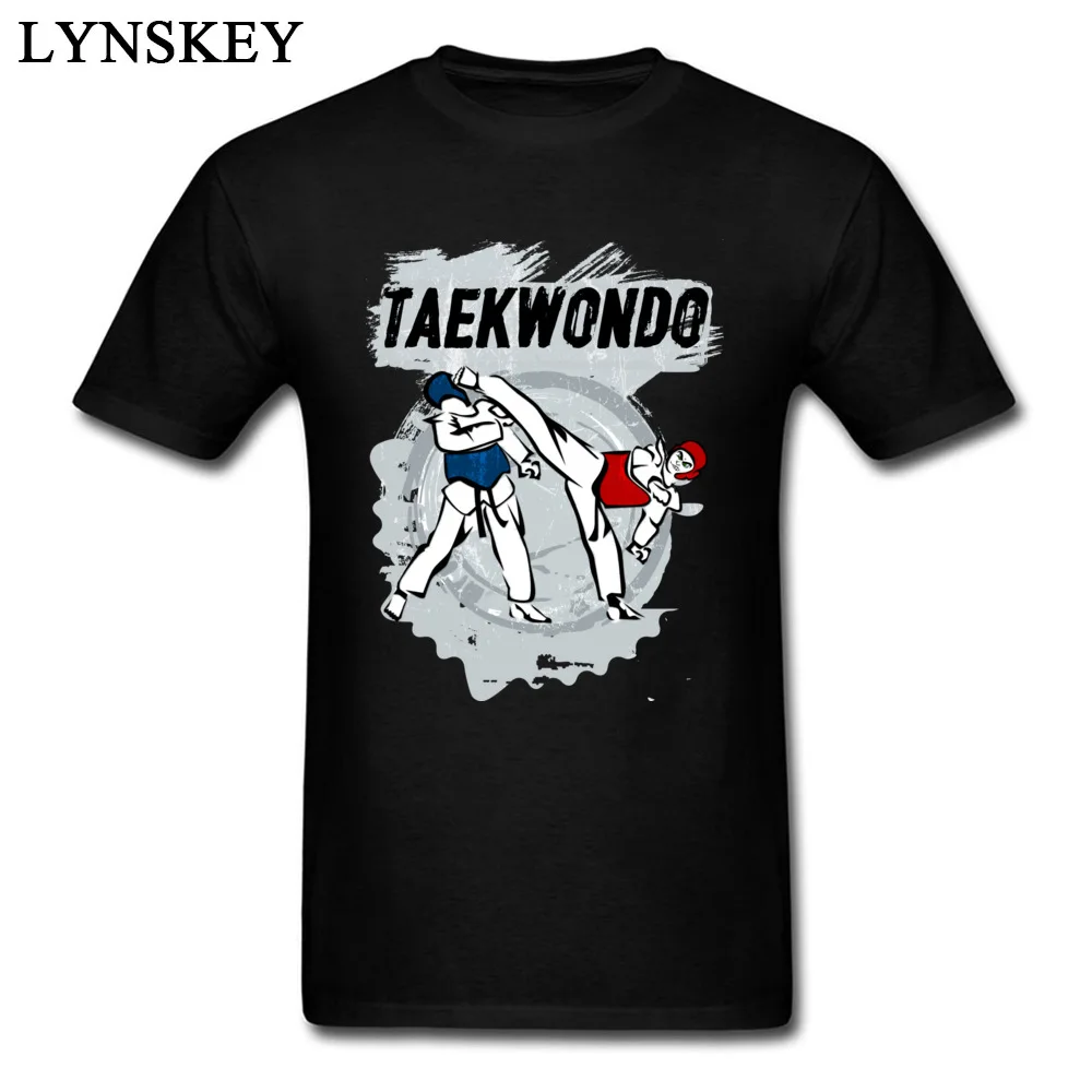 Cheap Print T Shirts Summer Fall 100% Cotton O Neck Tops Shirts Short Sleeve Street Taekwondo Head Kick Cartoon Clothing Shirt Taekwondo Head Kick Cartoon black