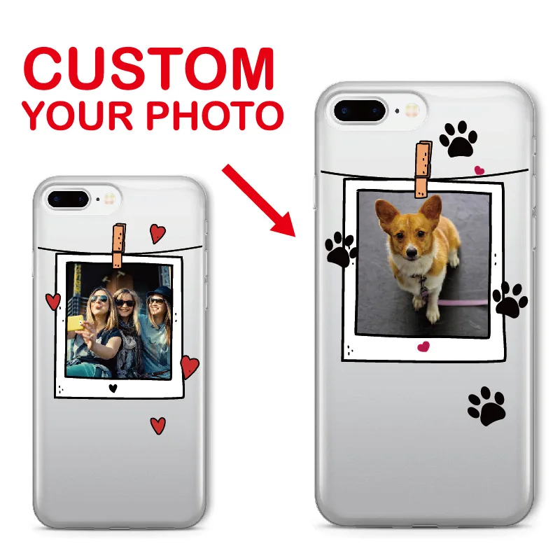 

TOMOCOMO For iPhone 6 6S XS Max 7 7Plus 8 8Plus X SAMSUNG Personalized Custom Photo Frame Lover Fun Text Soft Clear Phone Case