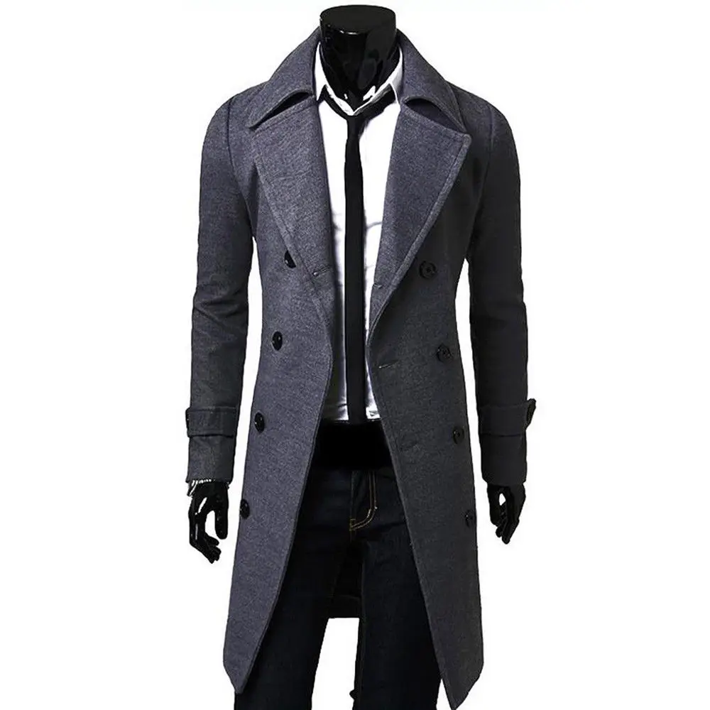 Модный мужской Тренч, теплая утепленная куртка, шерстяное длинное пальто теплое
