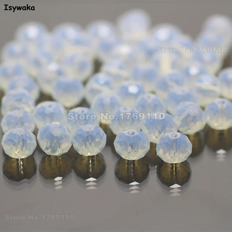 

Isywaka Milky white Color 4*6mm 50pcs Rondelle Austria faceted Crystal Glass Beads Loose Spacer Round Beads for Jewelry Making