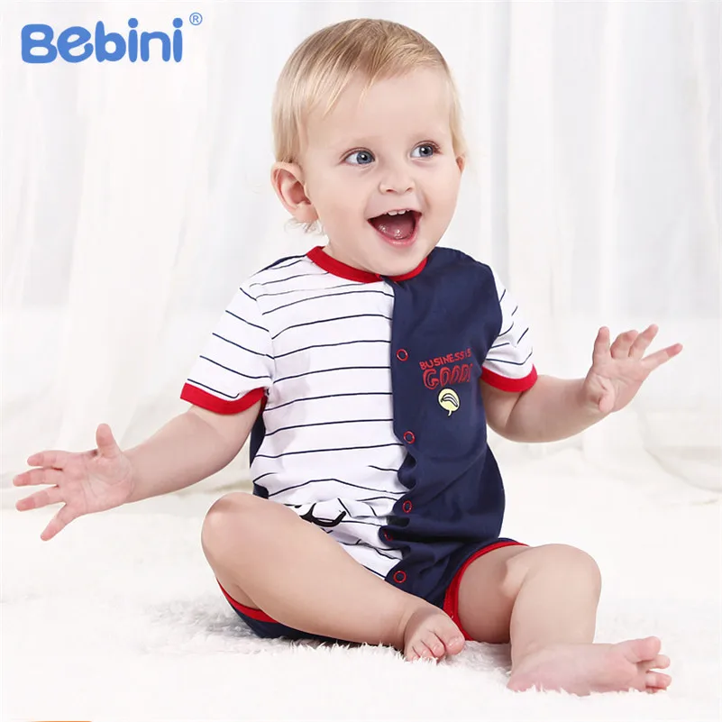 Bebini Newborn Baby Boy Romper Infant Baby Cotton Short Sleeve