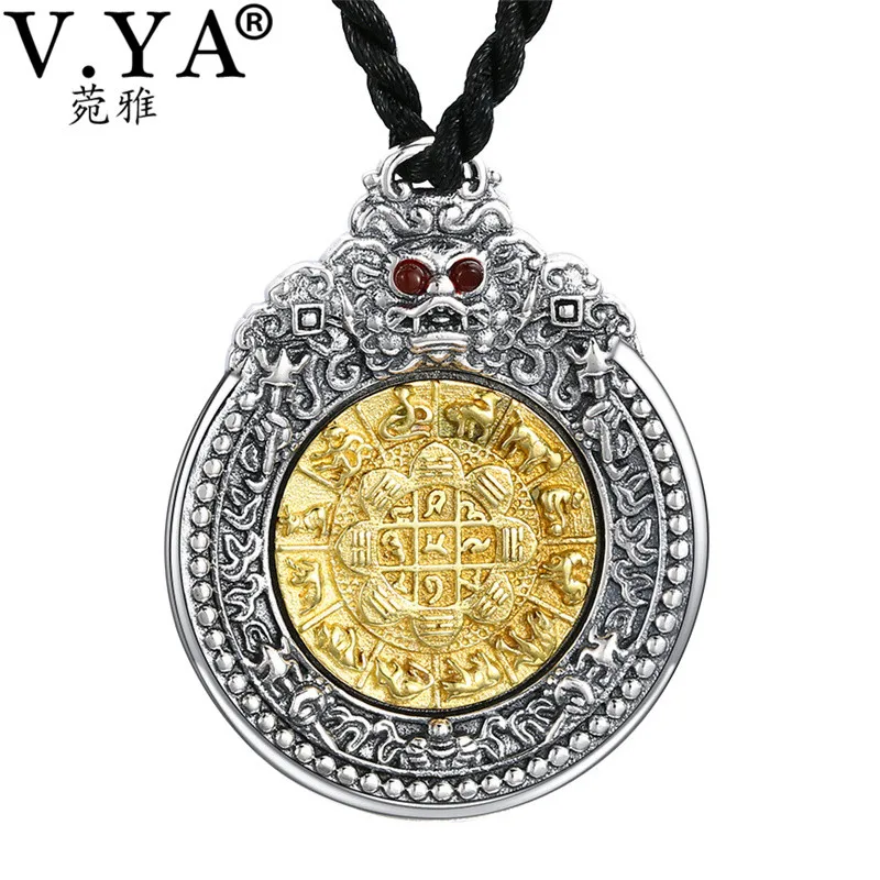 

V.YA 925 Thai Silver Pendants Necklaces for Men Male Solid 925 Sterling Silver Dragon Pendant Rotatable Design Men's Jewelry