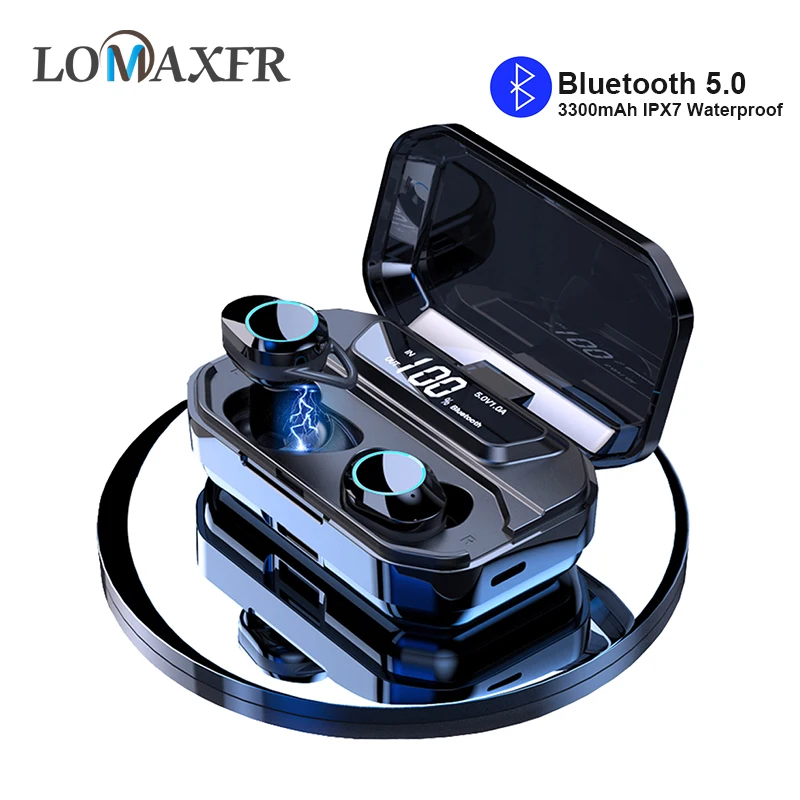 

TWS Bluetooth 9D Stereo Earphone Wireless Earphone IPX7 Waterproof Earphone 3300mAh LED Smart Power Bank Phone Holder Headphones