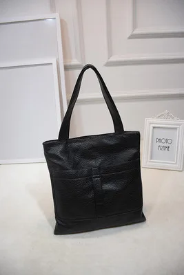 SMOOZA европейский и американский ретро большой пакет для покупок серебряный золотой цвет женские сумки полированная кожаная сумка женская сумка на плечо - Цвет: Черный