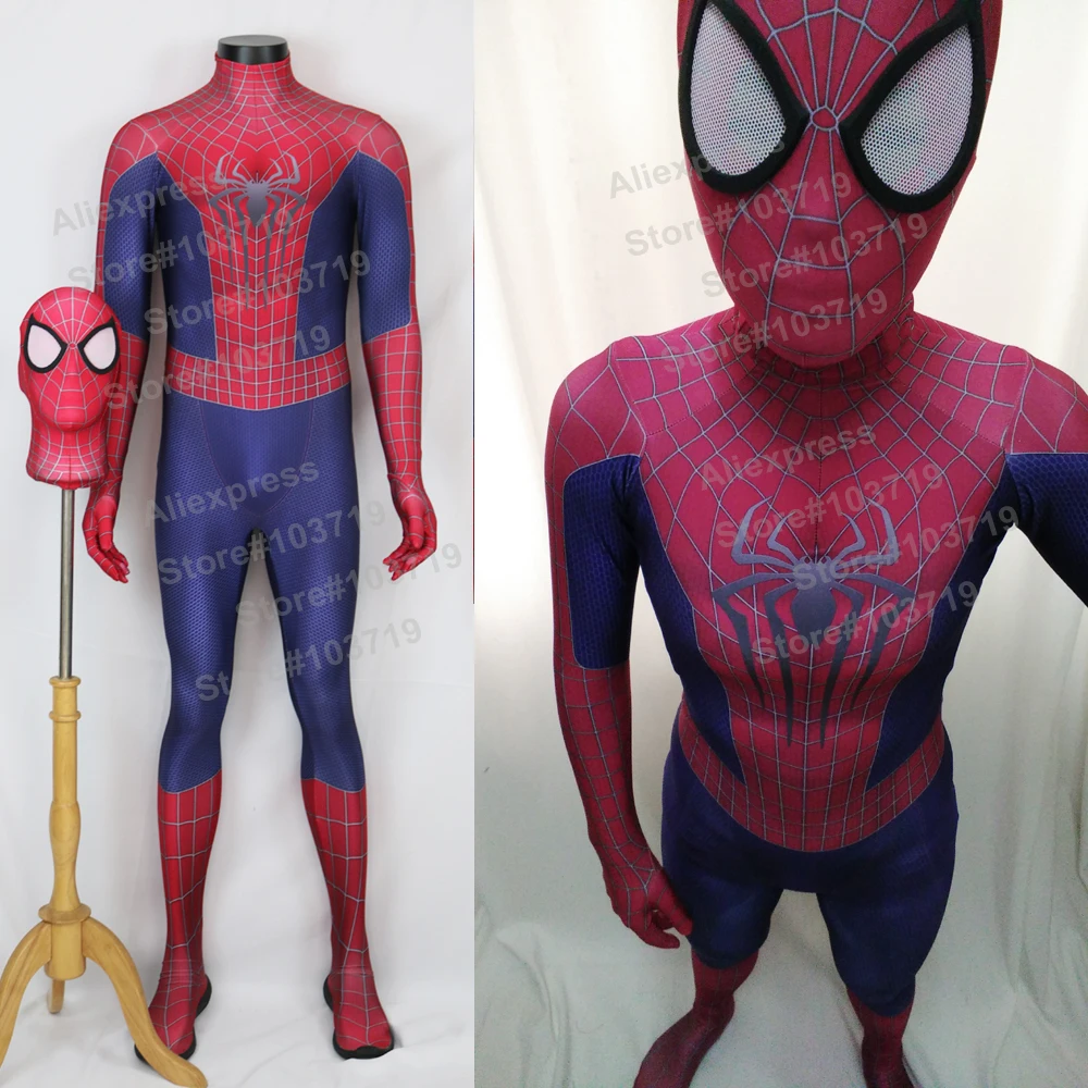 Hero Catcher High Quality 3D Pattern Amazing Spiderman Suit Spiderman Costume With Mask Hero