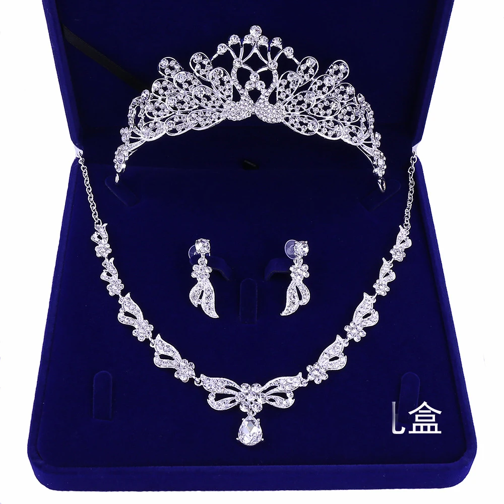 Moda de alta Qualidade de Cristal Nupcial Do Casamento Conjuntos de Jóias Mulheres Noiva Coroas Tiara Colar Brinco Jóia Do Casamento Acessórios (12)