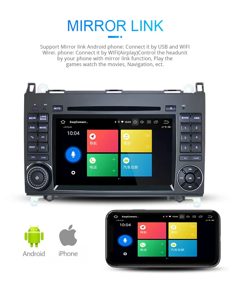 Discount LJHANG 2 Din Android 9.0 Car DVD Player For Mercedes Benz B Class B200 W169 W245 W639 Viano Vito Sprinter B170 GPS Navi Stereo 6