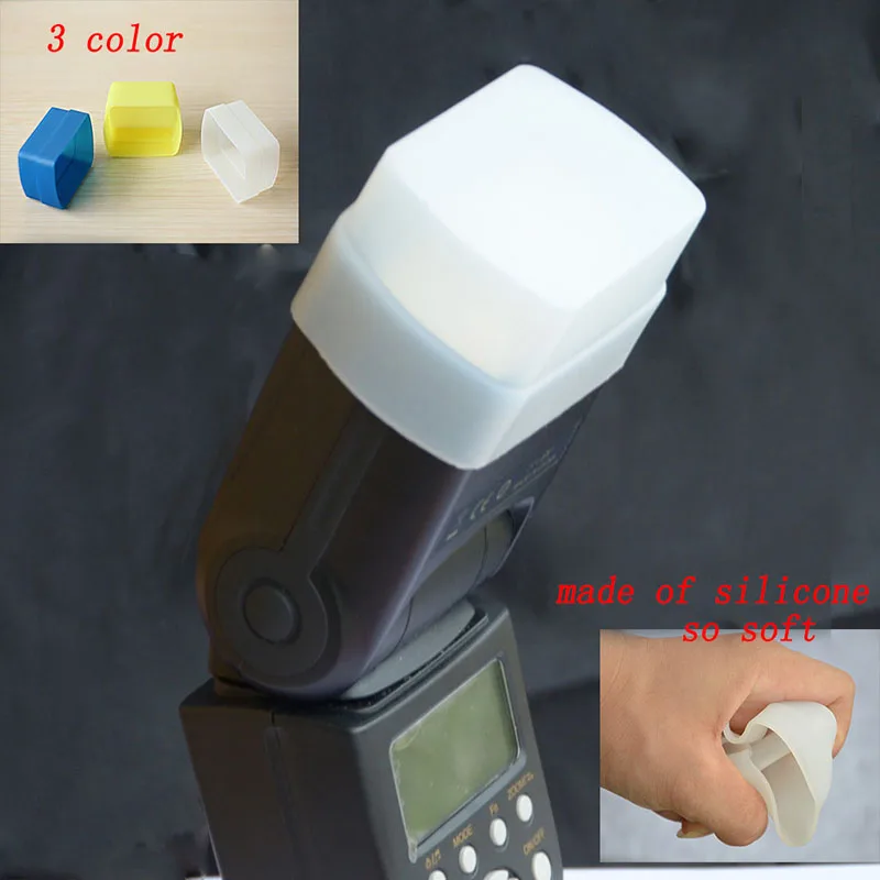 

3in1 Silica gel Silicone soft flash diffuser box Cover Cap white blue yellow color for Canon 600ex RT, YN-600ex-RT, Mk-910