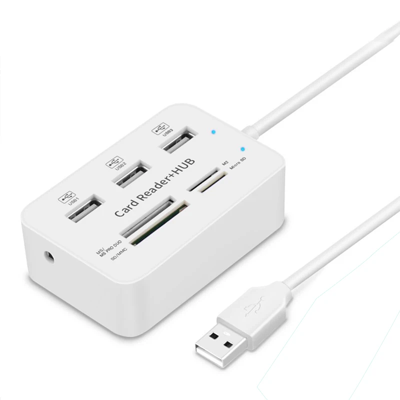 

USB hub Card Reader Combo High Speed Multi 3 port USB 2.0 Hub All In One with SD/MMC/M2/MS Pro Duo USB Splitter For PC Computer