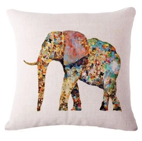 HGLEGYW, 18 дюймов, чехол для подушки со слоном, хлопок, лен, квадратный мягкий чехол для подушки, для дома, подарки, односторонняя Подушка с принтом - Цвет: 9 Elephant