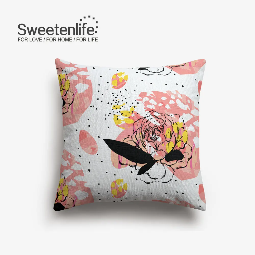 Sweetenlife, 60x60 см, цветочный рисунок, наволочка для подушки, пасторальный стиль, наволочки для подушки, домашний декор, высокое качество, белая льняная декоративная подушка