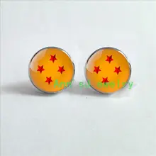 HZ4-0084 1 пара Дракона стержня уха Ball z 4 звезды Dragon Серьги мяч вдохновил серьги стекло кабошон серьги